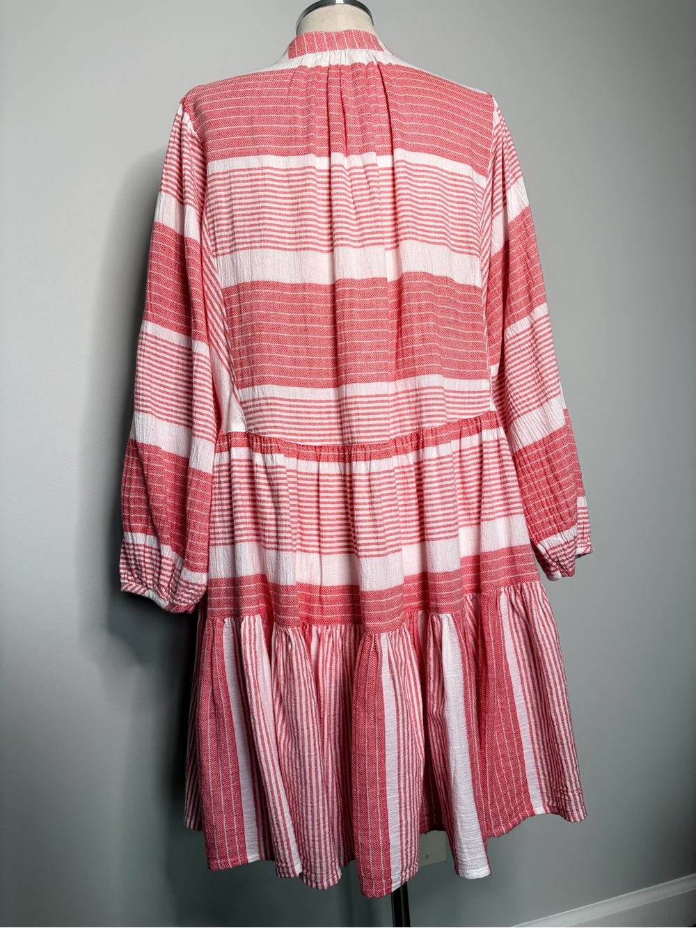 Seafolly Coral and White Cotton Striped Mini Dress, Small/Medium - Picture 6 of 10